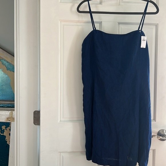 NWT linen-blend mini dress in indigo - Picture 7 of 7